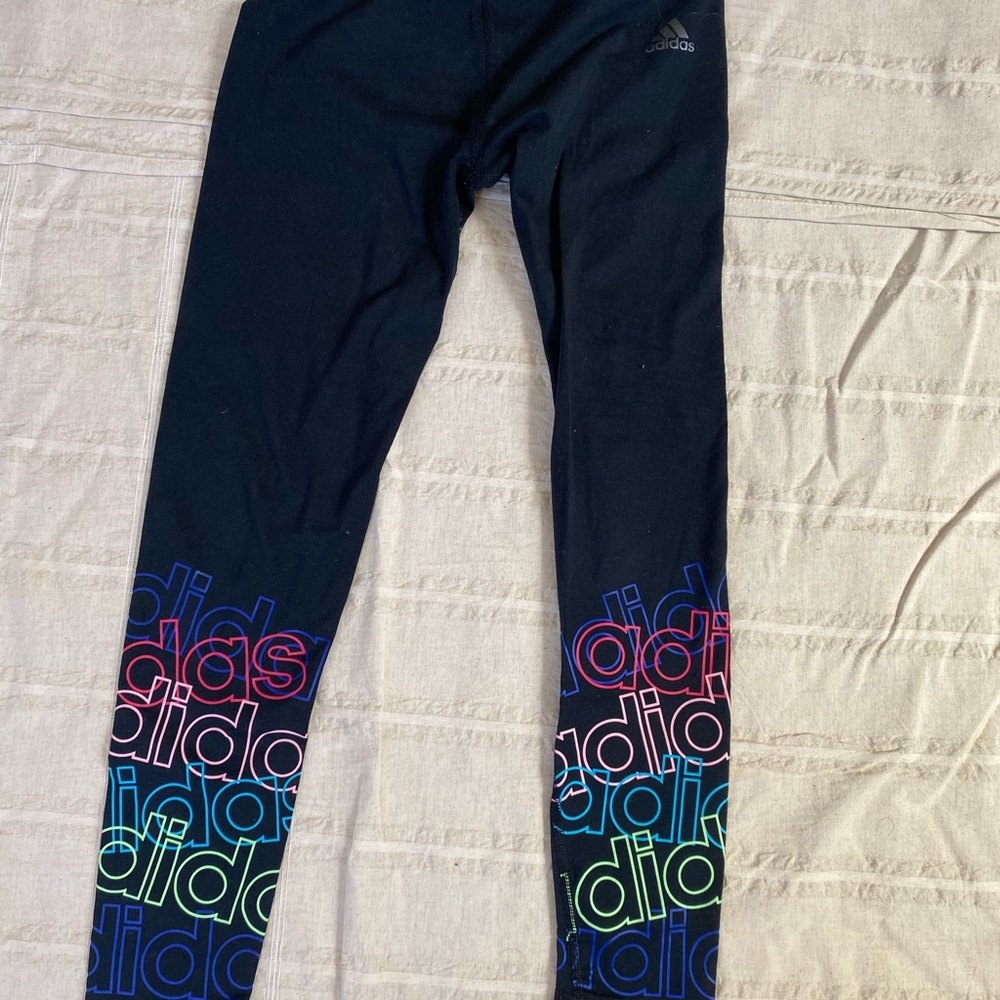Adidas Black and Red Leggings Athletic Wear